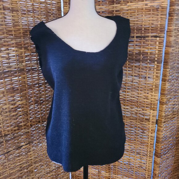 VTG Roni Bis Black Sleeveless Blouse Sz M Stretch Fabric Acrylic Linen Israel - Picture 1 of 5
